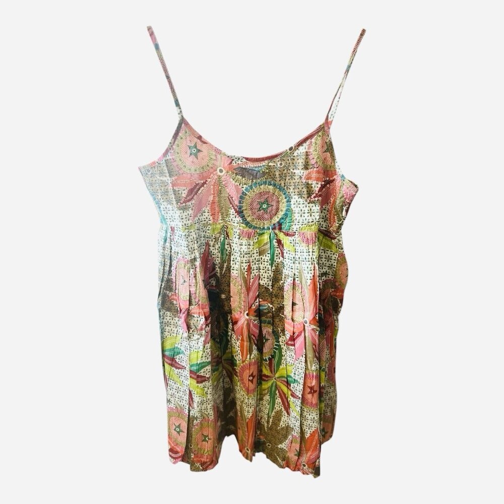 Tropical Floral Mini Dress with Spaghetti Straps